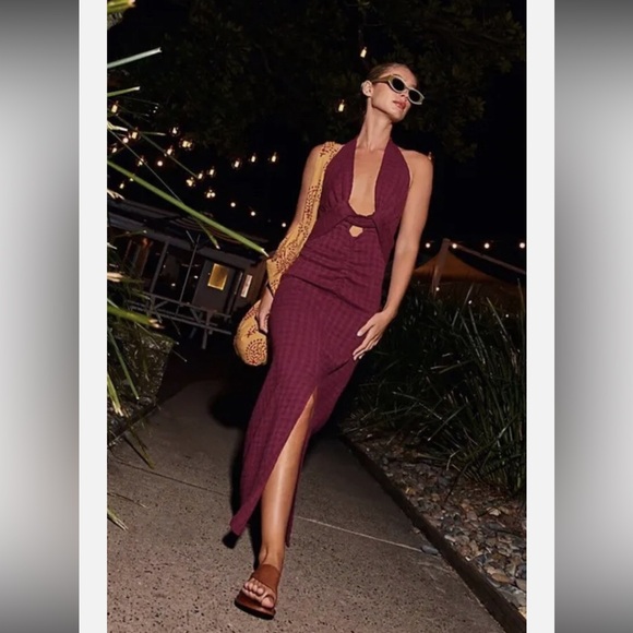 FREE PEOPLE ENDLESS SUMMER Sz S NYA MAXI DRESS IN WILD GARNETa - Picture 1 of 5